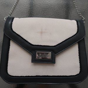 LELA ROSE Clutch, Purse, Dark Grey, Tan, Off White,  Shoulder Bag, Chain Strap